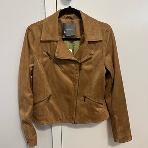 Anthropologie Camel Brown Faux Swede Moto Jacket